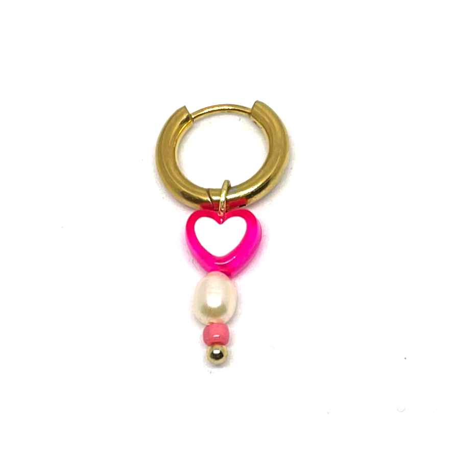 Pink Heart One piece Earring