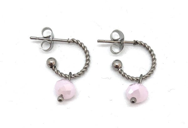Silver/Pink Twist Earrings