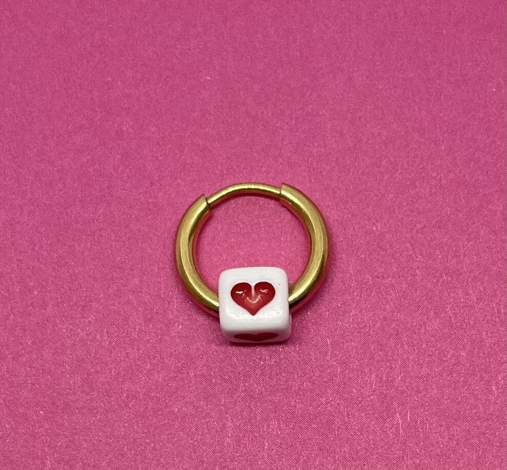 Square heart one piece earring