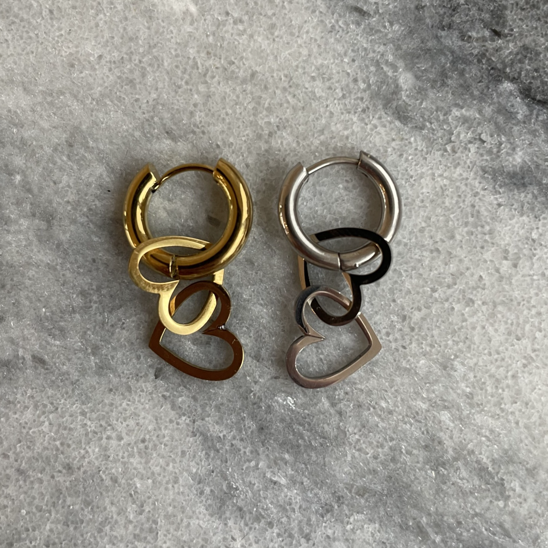 Double Heart One piece Earring