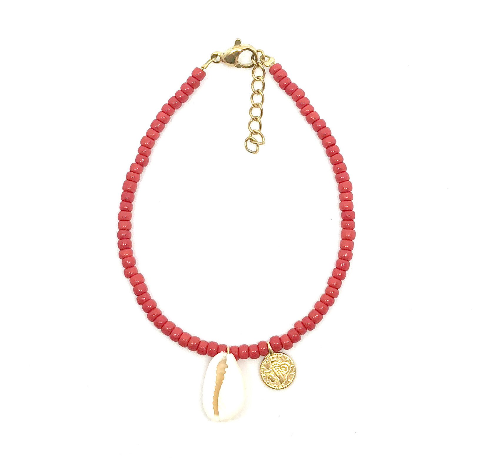 Red Shell Coin Bracelet