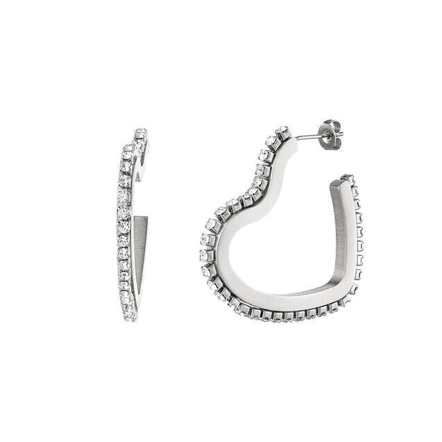 Zircon Heart Earrings Silver
