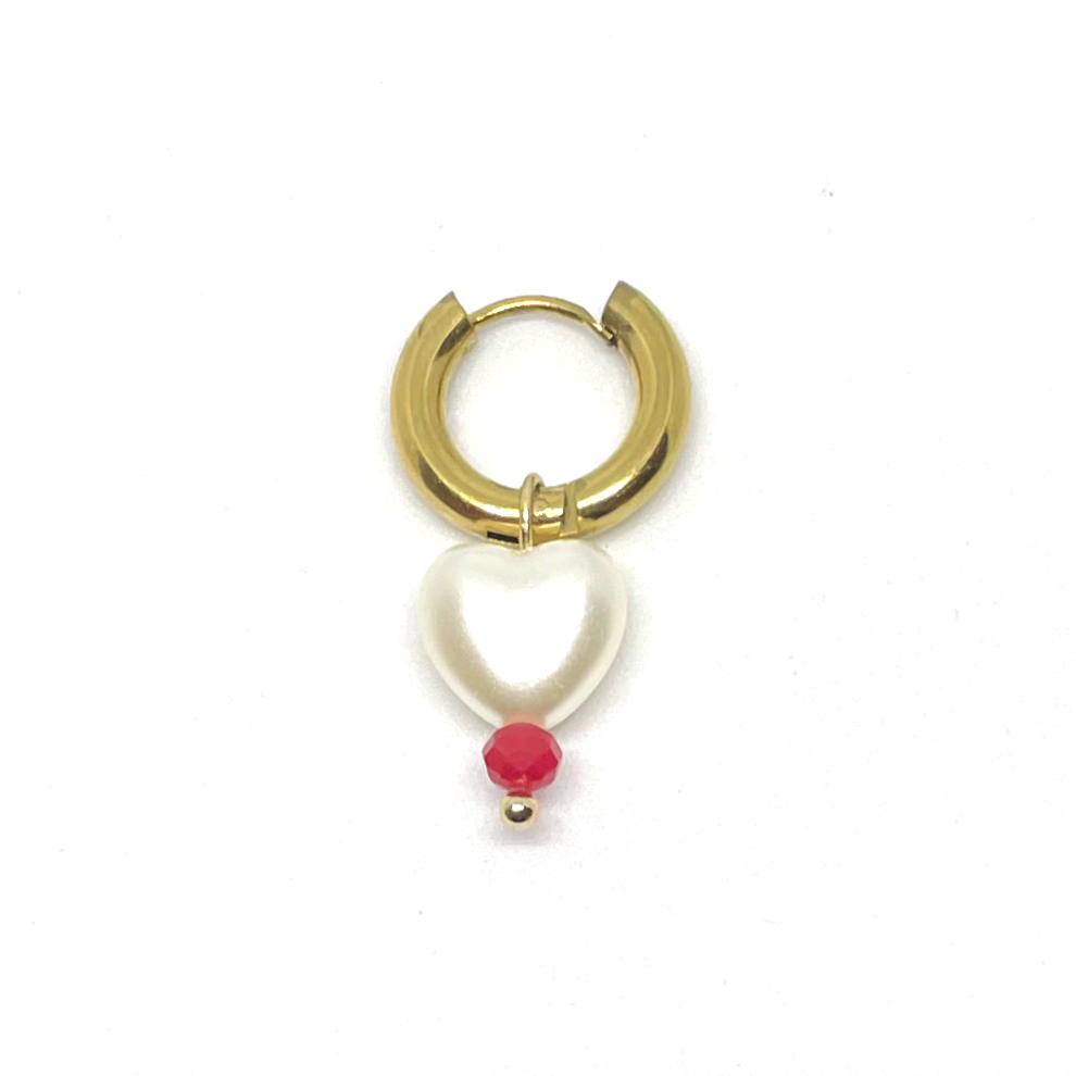Pearl Heart One piece Earrin