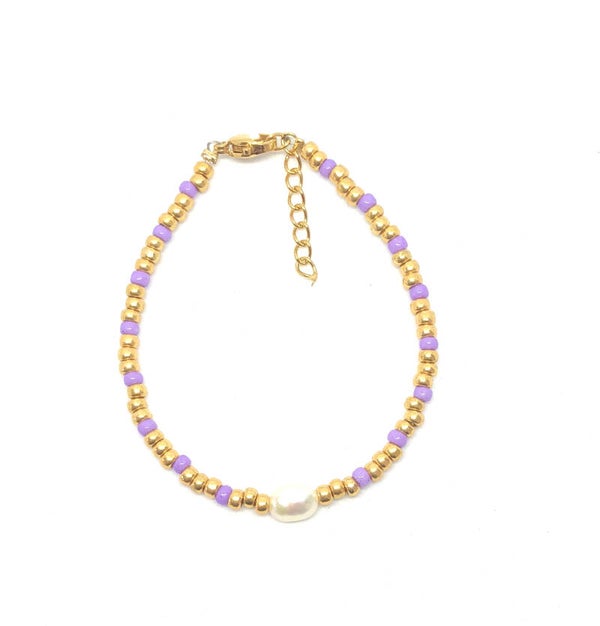 Purple/Gold pearl Bracelet