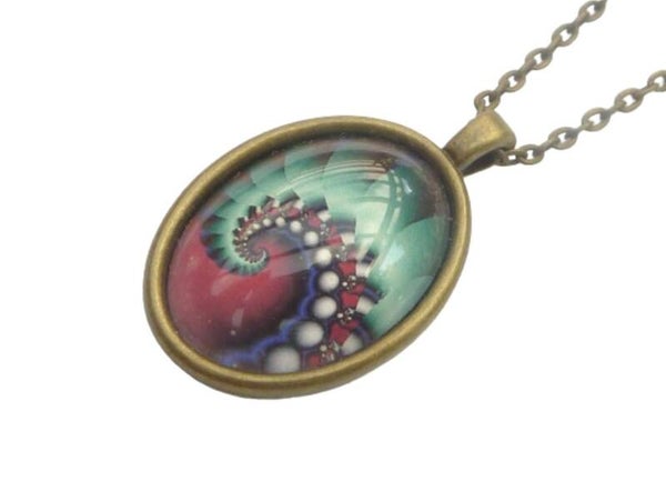 Halskette mit modernem Wirbel Design Trend Schmuck bunt bronzefarben