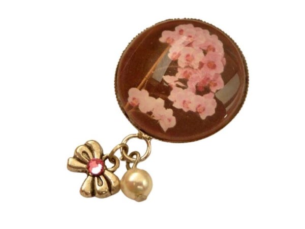 Brosche mit Orchidee Motiv silberfarben Dekolletéschmuck Reversschmuck