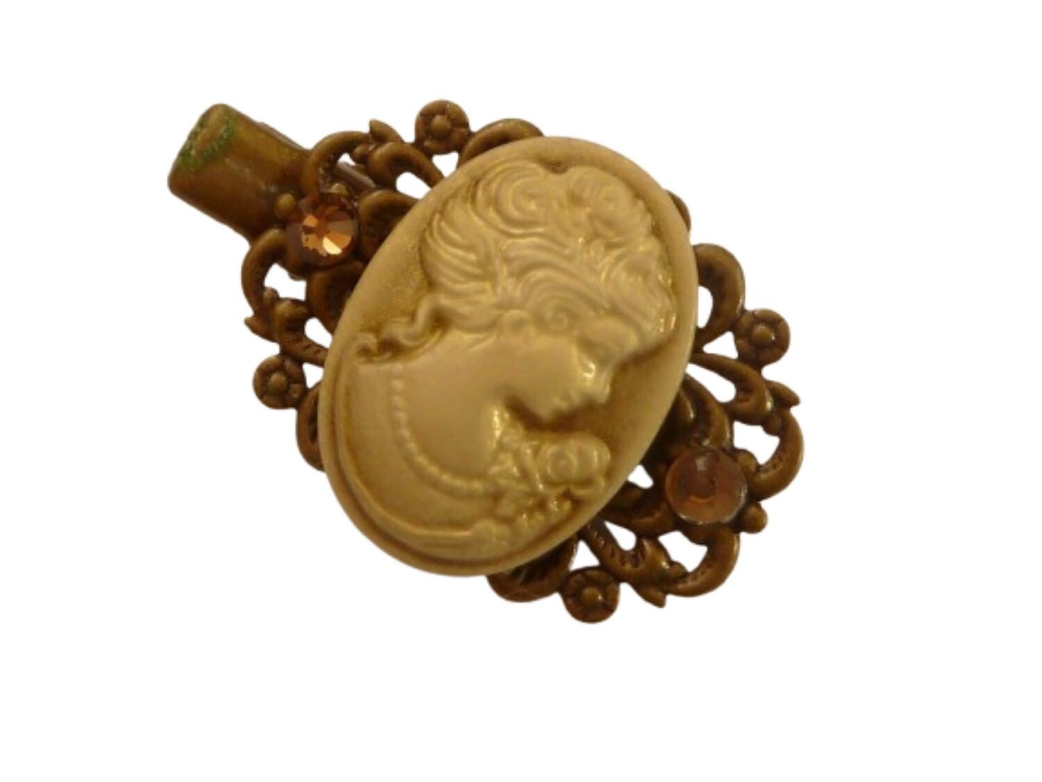 Kleiner Haarclip mit Kamee, Unikat Haarschmuck, braun bronzefarben Haar Accessoire,
