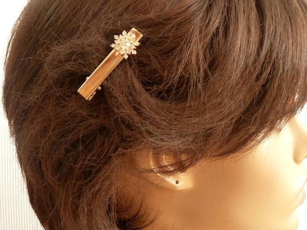 Edler Haarclip mit Strass Stern Ornament klar goldfarben, Reversclip, Taschenschmuck