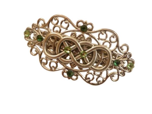 Kleine Haarspange mit keltischen Knoten, grün silberfarben, Zopf Haarschmuck,
