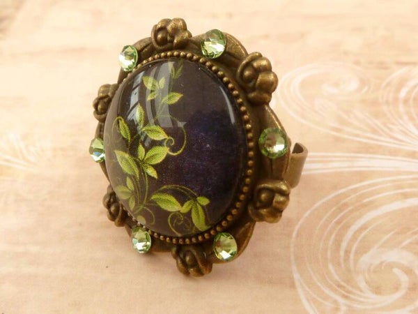Großer Ring mit Blätter Motiv bronzefarben Statement Schmuck Geschenkidee