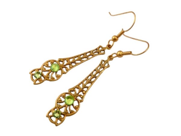 Exklusive filigrane Ohrringe antik goldfarben Jugendstil Design oxidierte Messing Ornamente