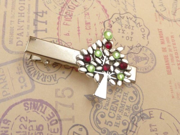 Dekorativer Haarclip mit Baum Ornament silberfarben