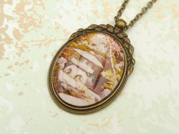 Große Halskette mit China Motiv bronzefarben