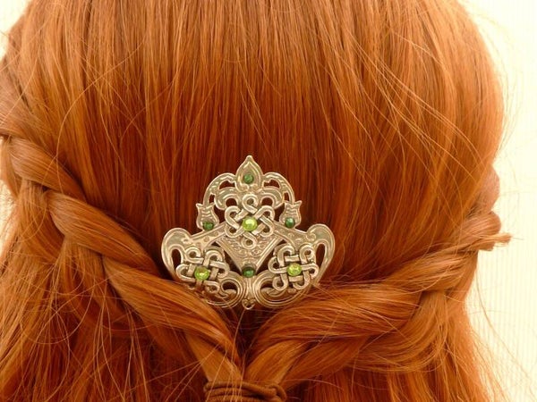 Zauberhafter Haarkamm im Irland Stil mit keltischen Knoten silberfarben
