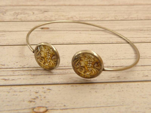 Zierlicher Armreif mit Jugendstil Dame und Weinranken silberfarben Armschmuck