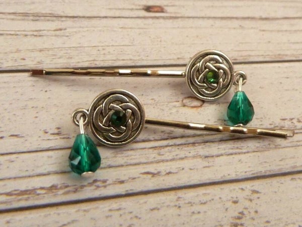 Haarklemmen Haarspangen 2er Set mit keltischen Knoten Metallornamenten silberfarben