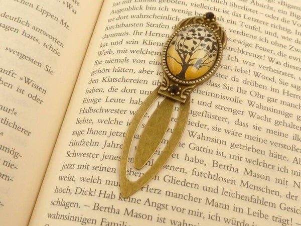 Lesezeichen Im Vintage Stil mit Baum Motiv bronzefarben