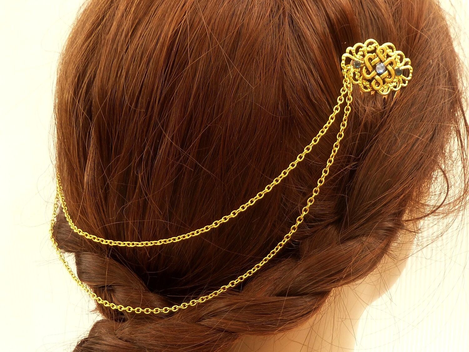 Kopfschmuck Haarschmuck mit keltischen Knoten goldfarben zwei Haarkämme Braut Hochzeit Haar Accessoire