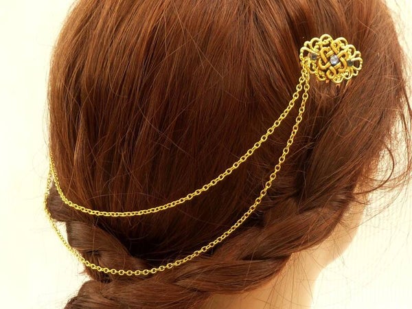 Kopfschmuck Haarschmuck mit keltischen Knoten goldfarben zwei Haarkämme Braut Hochzeit Haar Accessoire