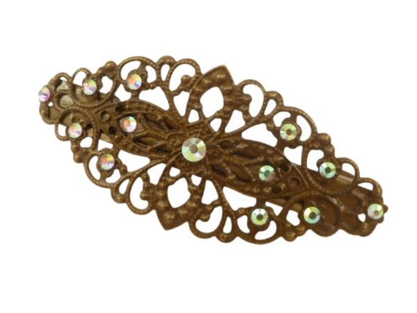 Haarspange im Antik Stil mit Strass crystal AB Haarschmuck bronzefarben Geschenkidee