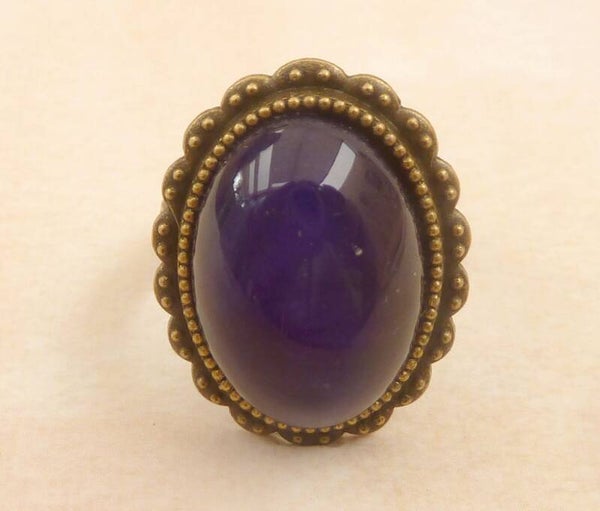 Eleganter Edelstein Ring mit Lapis Lazuli Cabochon bronzefarben Einzelstück