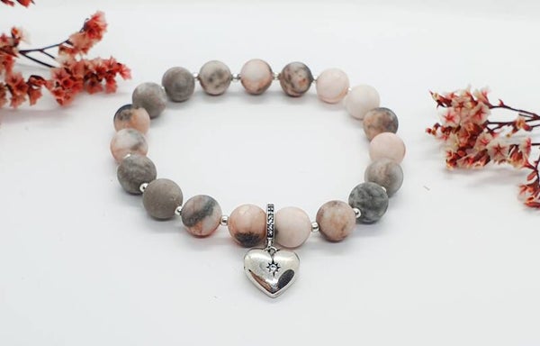 Pink zebra jasper bracelet