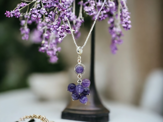Handmade amethyst beaded necklace