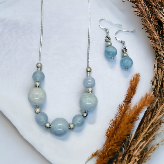 Aquamarine necklace and earrings set