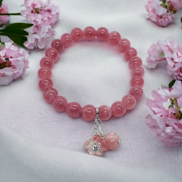 Strawberry quartz 8mm beads bracelet