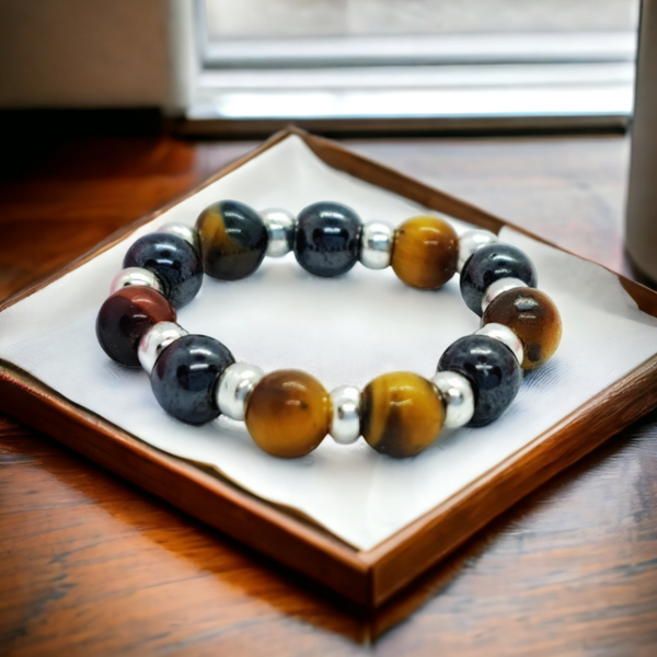 Natural gemstones elastic beaded ring