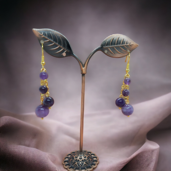 Handmade amethyst beads earrings