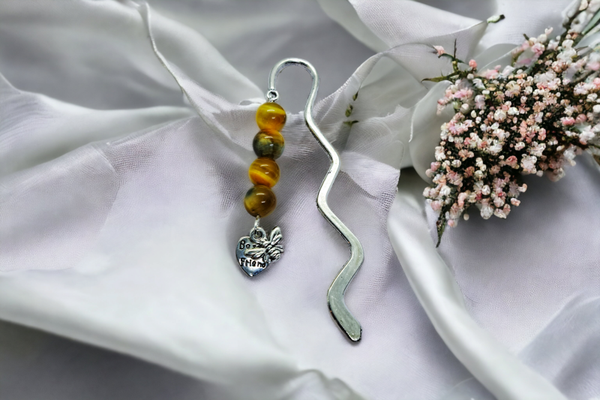 Bee best friends tiger's eye beaded bookmark