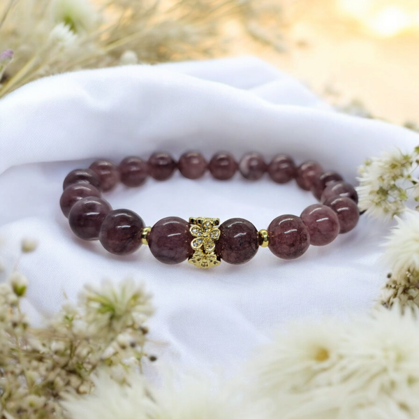 Chunky 10mm purple lepidolite beads bracelet