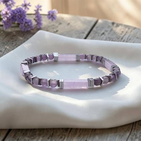 Light Amethyst & Hematite Handmade Bracelet