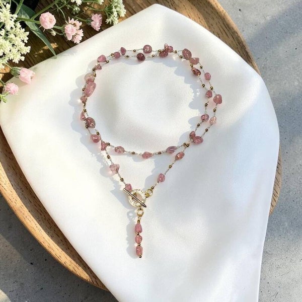 Handmade Pink Tourmaline Necklace with Tourmaline Pendant