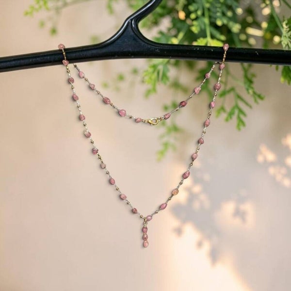 Handmade Pink Tourmaline Necklace with Tourmaline Pendant