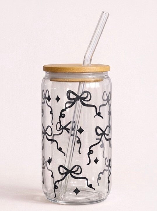 Black Bow Glass cup 16 oz.