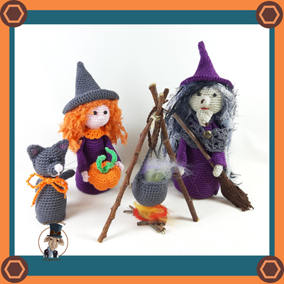 Amigurumi crochet pattern Halloween Witches 