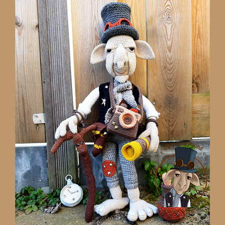 Amigurumi crochet pattern Binoculars, Walking stick, camera, Bag and bottle