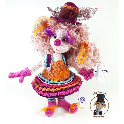Funny girl clown, crochet pattern