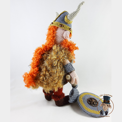 Pedr the Viking with hair of fluffy yarn