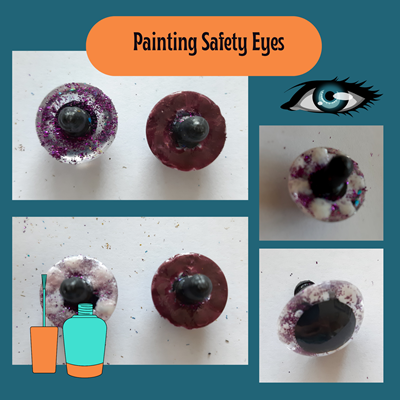 Painting safety eyes with purple paint