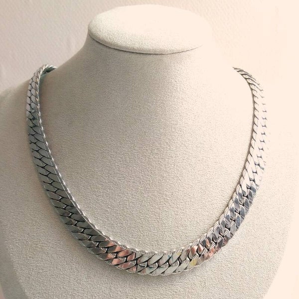 Zilverkleurige schakel ketting 70s