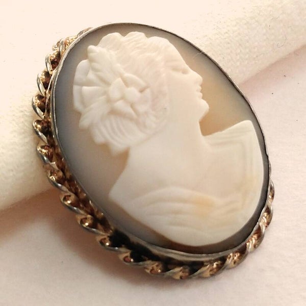 Sterling zilveren camee broche hanger 30s