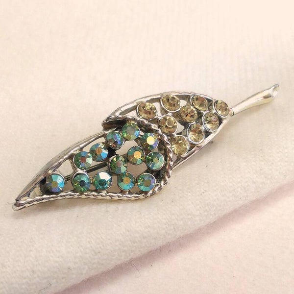 Strass blad broche 50s