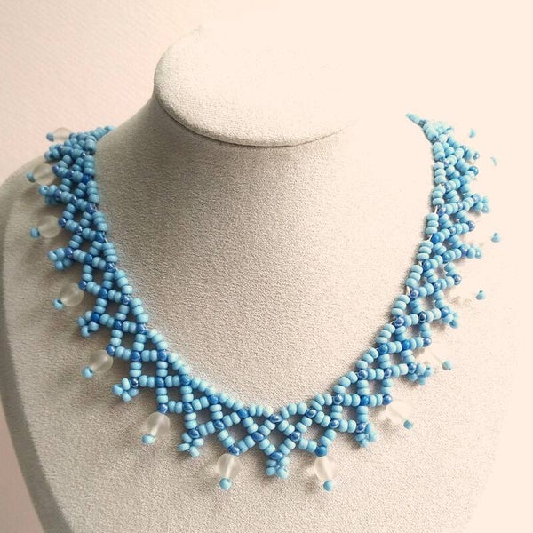 Blauwe kraag ketting 60s
