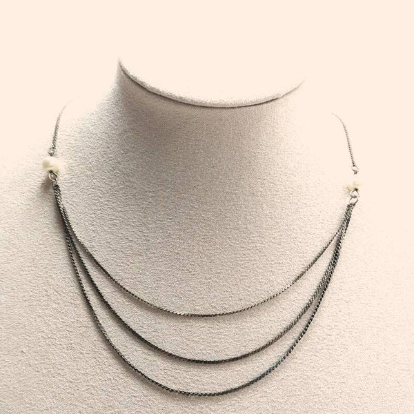 Outlet - Zilverkleurige triple strand ketting