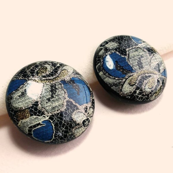 Outlet - Blauwe print oorclips