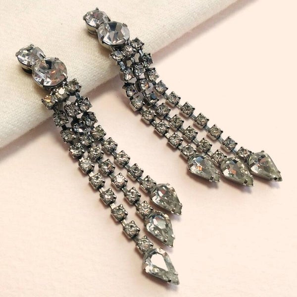 Heldere strass oorbellen 70s
