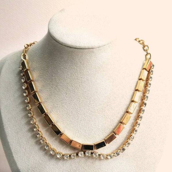 Gouden strass ketting 70s